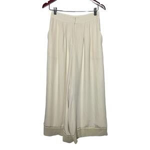 Zimmermann ivory white polyester  high waist wide leg crop pants sz 1 US S